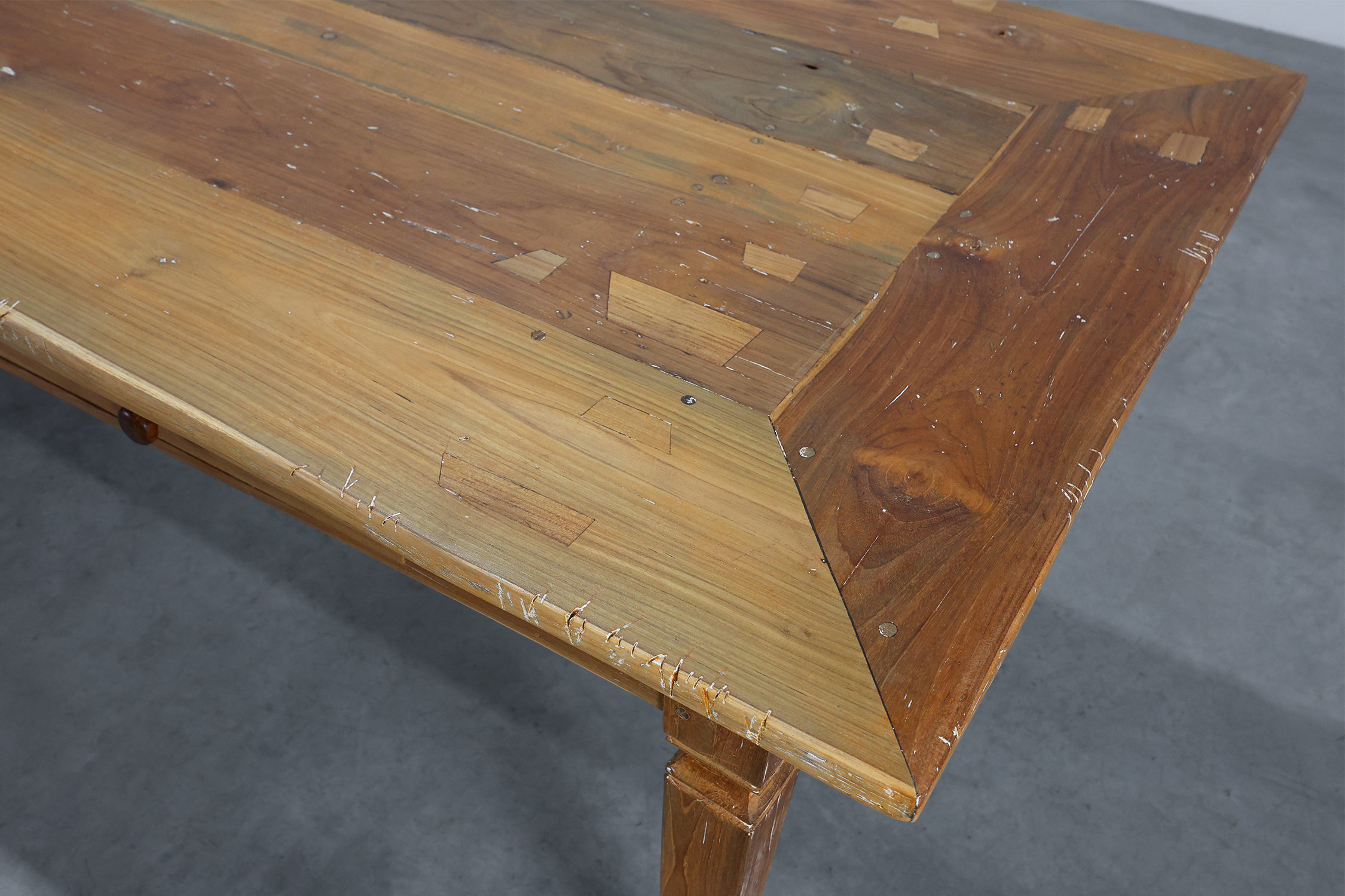 Large french provincial farm table in elm wood, France ca. 1850thumbnail